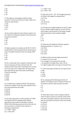 Gen Ed Math LET Reviewer with Answers | PDF | Triangle | Geometric Shapes