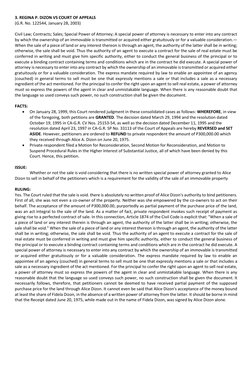 3. REGINA P. DIZON VS COURT OF APPEALS  
(G.R. No. 122544, January 28, 2003) 
 
Civil Law; Contracts; Sales; Special Power of