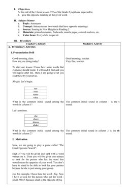 Grade 2 Antonyms Lesson Plan | PDF | Lesson Plan | Teachers