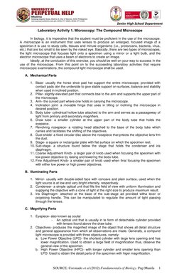 SOURCE: Coronado et al.(2012).Fundamentals of Biology. Pup:Manila     1 
 
 
 
 
 
Laboratory Activity 1. Microscopy: The Com