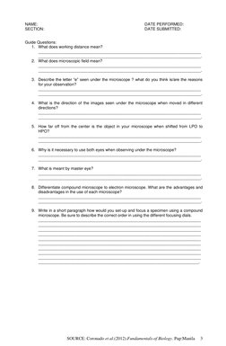 SOURCE: Coronado et al.(2012).Fundamentals of Biology. Pup:Manila     3 
 
 
 
NAME:  
 
 
 
 
 
 
 
DATE PERFORMED: 
SECTION