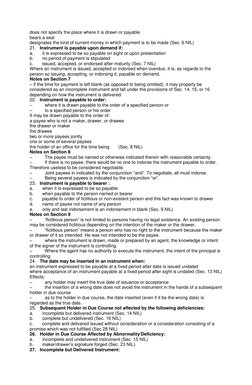 does not specify the place where it is drawn or payable 
bears a seal 
designates the kind of current money in which payment