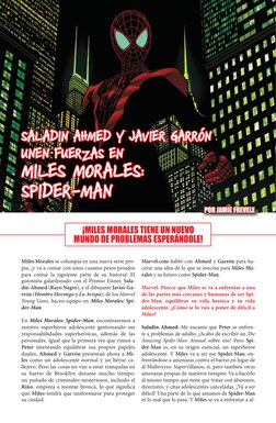 Miles Morales se columpia en una nueva serie pro-
pia, ¡y va a contar con unos cuantos pesos pesados
para contar la siguient