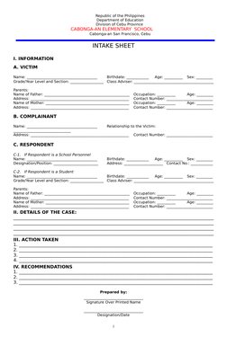 Victim Intake Question Form Victim Intake Sheet Template | PDF | Social Institutions | Social Science