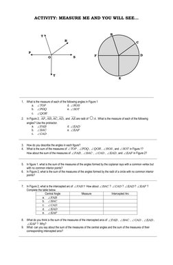 Measuring Angles and Arcs Activity | PDF | Angle | Geometric Measurement