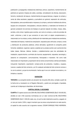 publicación y propaganda; instalaciones eléctricas, pintura, carpintería, mantenimiento de 
jardinería en general, limpieza d