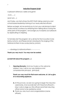 Induction Program Script for Officers | PDF | Leisure