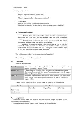 Grade 4 Weather Lesson Plan | PDF | Weather Forecasting | Weather