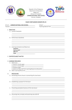 Republic of the Philippines 
Department of Education 
Region XII 
Division of Cotabato 
CARMEN NATIONAL HIGH SCHOOL 
Carmen,