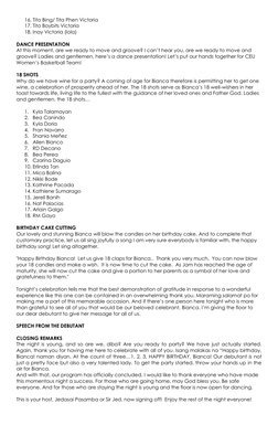 16. Tito Bing/ Tita Phen Victoria 
17. Tito Boybits Victoria 
18. Inay Victoria (lola) 
 
DANCE PRESENTATION 
At this moment,