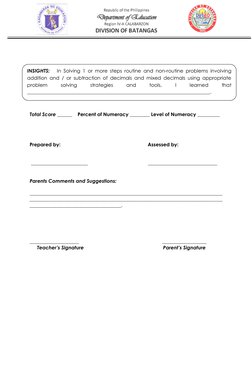 Total Score ______    Percent of Numeracy ________ Level of Numeracy _________ 
 
 
 
 
Prepare