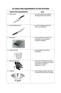 25 Essential Kitchen Tools and Uses | PDF | Cookware And Bakeware | Cakes