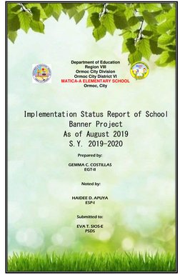 Department of Education 
Region VIII 
Ormoc City Division 
Ormoc City District VI 
MATICA-A ELEMENTARY SCHOOL 
Ormoc, City