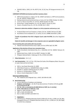 8 
 
SEAFDEC-AQD vs. NLRC, G.R. No. 86773, Feb. 14, 92, Emp. Of intergovernmental or intl. 
org 
CORPORATE OFFICERS (termina