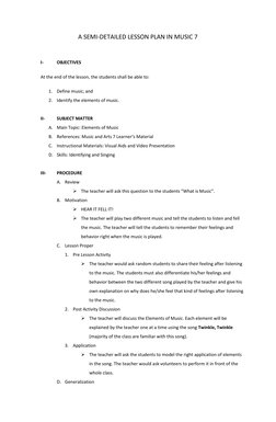 Elements of Music Lesson Plan for Grade 7 | PDF | Singing | Pedagogy