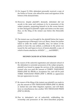 13. On August 15, 2016, defendant personally received a copy of 
the Notice to Vacate, who affixed his name and signature at