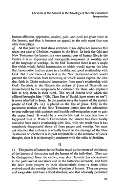 The Role of the Lament in the Theology of the Old Testament 
Interpretation 
human affliction, oppression, anxiety, pain, and