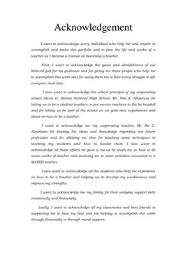 Acknowledgement and Dedication in Portfolio | PDF | Self-Improvement ...