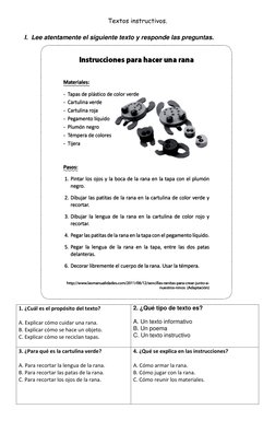 Textos instructivos.  
 
I.  Lee atentamente el siguiente texto y responde las preguntas.  
 
1. ¿Cuál es el propósito del te