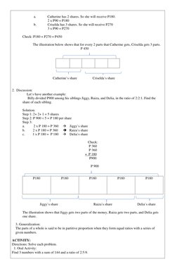 a.             Catherine has 2 shares. So she will receive P180. 
                             2 x P90 = P180
