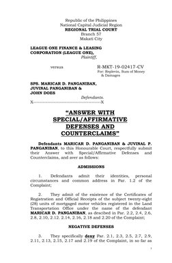 1 
 
Republic of the Philippines 
National Capital Judicial Region 
REGIONAL TRIAL COURT 
Branch 57 
Makati City 
 
LEAGUE ON