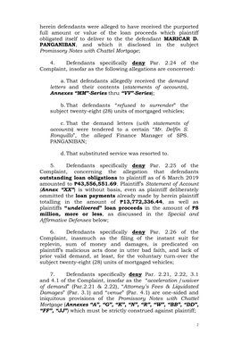 2 
 
herein defendants were alleged to have received the purported 
full amount or value of the loan proceeds which plaintiff