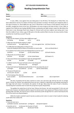ICCT COLLEGES FOUNDATION INC. 
 
 
Reading Comprehension Test 
Name:________________________________  
 
Age:________________