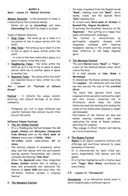 MAPEH 4 
Music – Lesson 12: “Melodic Direction 
 
Melodic Direction – is the movement of tones in 
a musical piece that produ