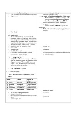 Teachers’ Activity 
Students Activity 
- 
Very good! how about the fourth classification? 
- 
Yes ______.
