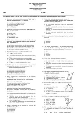 Grade 8 Math 3rd Quarter Exam | PDF | Mathematical Proof | Triangle