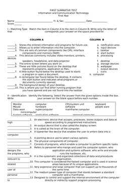 First Summative ICT Test Overview | PDF | Computer Program | Programming