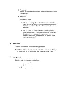 Lesson Plan: Angles of Elevation & Depression | PDF | Angle | Teaching ...