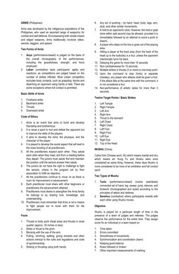 ARNIS (Philippines) 
Arnis was developed by the indigenous populations of the 
Philippines, who used an assorted range of wea