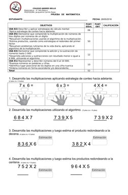 COLEGIO ANDRÉS BELLO
 Matemática – 4° Año Básico
 PROFESORA: Jacqueline Carrillo Roj