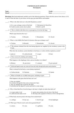 Grade 9 Science Exam Review Questions | PDF | Lung | Heart
