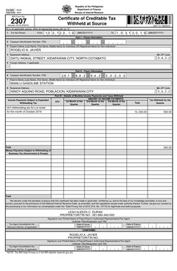 BIR Form 2307 Sample for Rentals | PDF | Withholding Tax | Value Added Tax