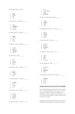 11. Bouquet: flowers: : flock: 
1. dogs 
2. sheep 
3. ship 
4. cats 
12. Rescind: law: : withdraw: _______ 
1. bank 
2. candi
