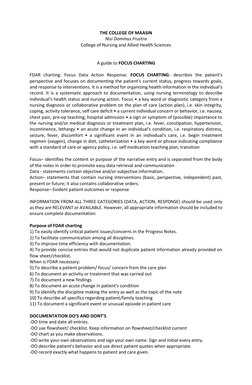THE COLLEGE OF MAASIN 
Nisi Dominus Frustra 
College of Nursing and Allied Health Sciences 
 
 
A guide to FOCUS CHARTING