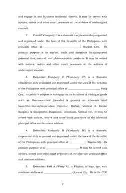 and engage in any business incidental thereto. It may be served with
notices, orders and other court processes at the address