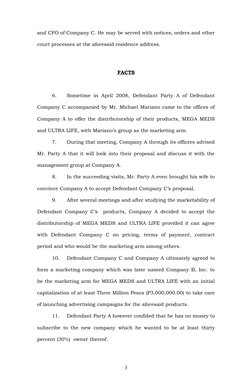 and CFO of Company C. He may be served with notices, orders and other
court processes at the aforesaid residence address.
FAC