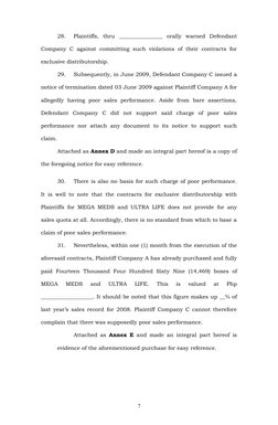 28.
Plaintiffs,  thru  ________________  orally  warned  Defendant
Company C against committing such violations of their cont