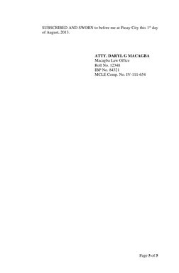 Page 5 of 5 
 
SUBSCRIBED AND SWORN to before me at Pasay City this 1st day 
of August, 2013.
