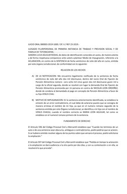 JUICIO ORAL 080003-2019-1000 / Of. II / REF 23-2019.- 
JUZGADO PLURIPERSONAL DE PRIMERA INSTANCIA DE TRABAJO Y PREVISION SOCI