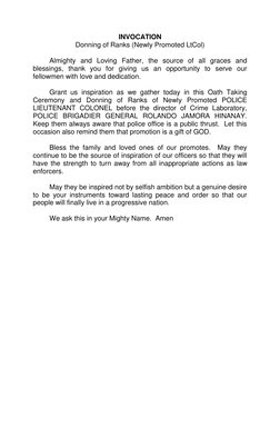 Invocation for Oath Taking Ceremony | PDF