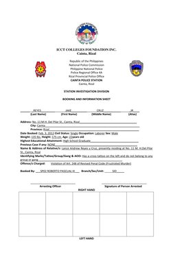 ICCT COLLEGES FOUNDATION INC. 
Cainta, Rizal 
 
Republic of the Philippines 
National Police Commission 
Philippine Nationa