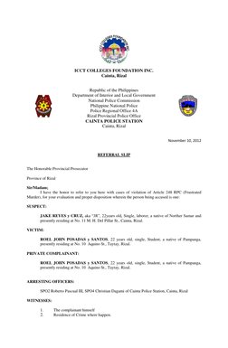 ICCT COLLEGES FOUNDATION INC. 
Cainta, Rizal 
 
Republic of the Philippines 
Department of Interior and Local Government