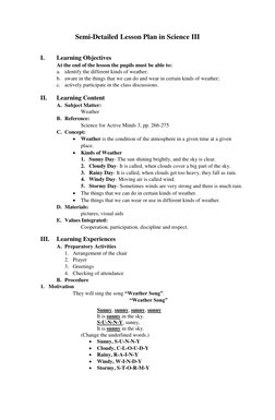Weather Lesson Plan for Grade 3 | PDF | Weather | Crossword
