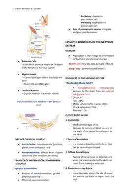 Science Reviewer 3rd Quarter
Schwann Cells
- Cells which produce myelin or fat layerr
in the Peripheral Nervous Syst