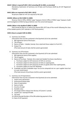 SLSP Filing Requirements and Deadlines | PDF | Value Added Tax | Taxes