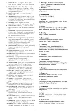 Comprehensive List of Virtues | PDF | Courage | Virtue